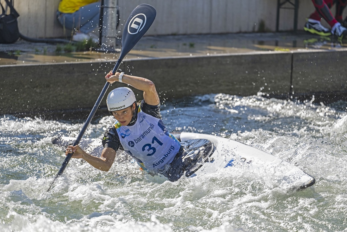 Lena Teunissen op het WK Kanoslalom 2022 in Augsburg, Duitsland. Foto: Michael Neumann