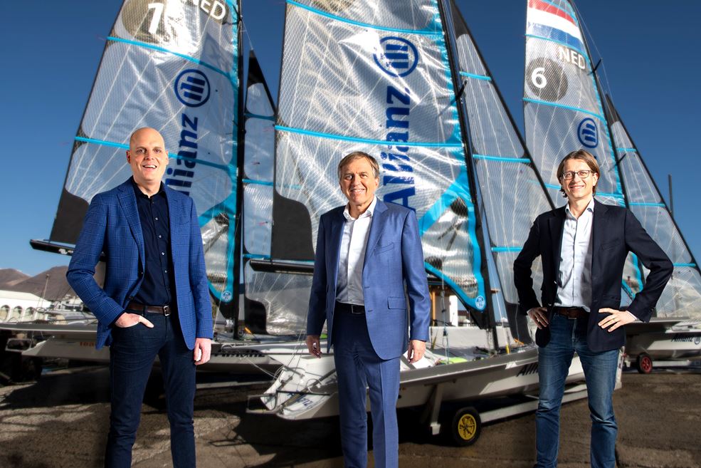 vlnr: Arno van Gerven (directeur Watersportverbond), Sjoerd Laarberg (CEO Allianz Nederland), Niels Markensteijn (Managing Partner TIG Sports)