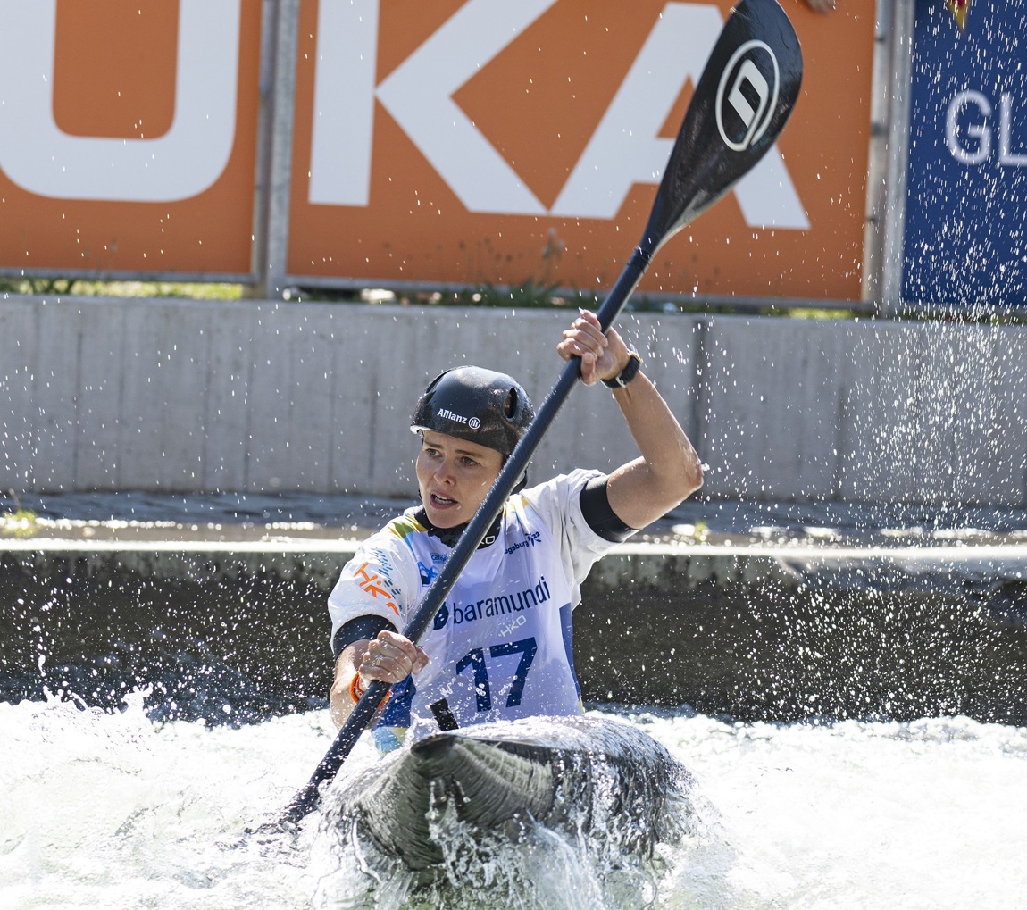Martina Wegman op het WK Kanoslalom in Augsburg, Duitsland. Foto: Michael Neumann