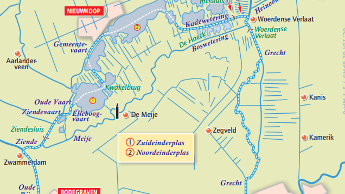 kaartje van de Nieuwkoopse plassen