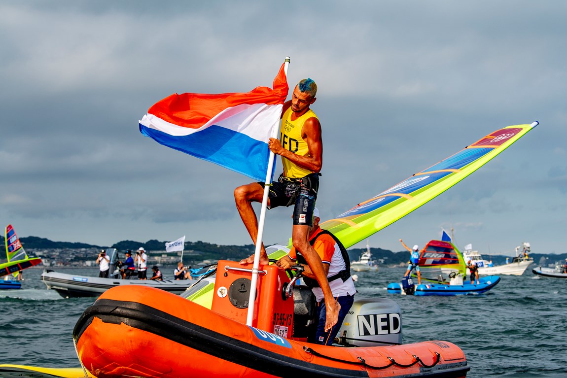 Foto: Kiran Badloe wint goud op de Olympische Spelen in Tokio 2021. Copyright: ANP/HH/Robin Utrecht