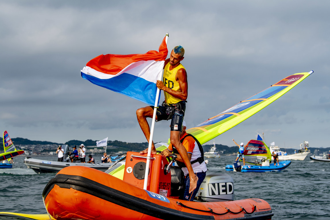 Foto: Kiran Badloe wint goud op de Olympische Spelen in Tokio 2021. Copyright: ANP/HH/Robin Utrecht
